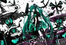 headphones aircraft vocaloid gloves hatsune miku skirts long hair speakers green eyes love is war pa Art HD Wallpaper